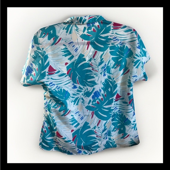 Vintage Lady Arrow Women’s Floral Button Down Polyester Shirt Size 14 - Picture 2 of 8